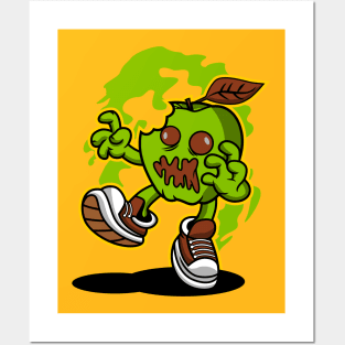 APPLE ZOMBIE CARTOON Posters and Art